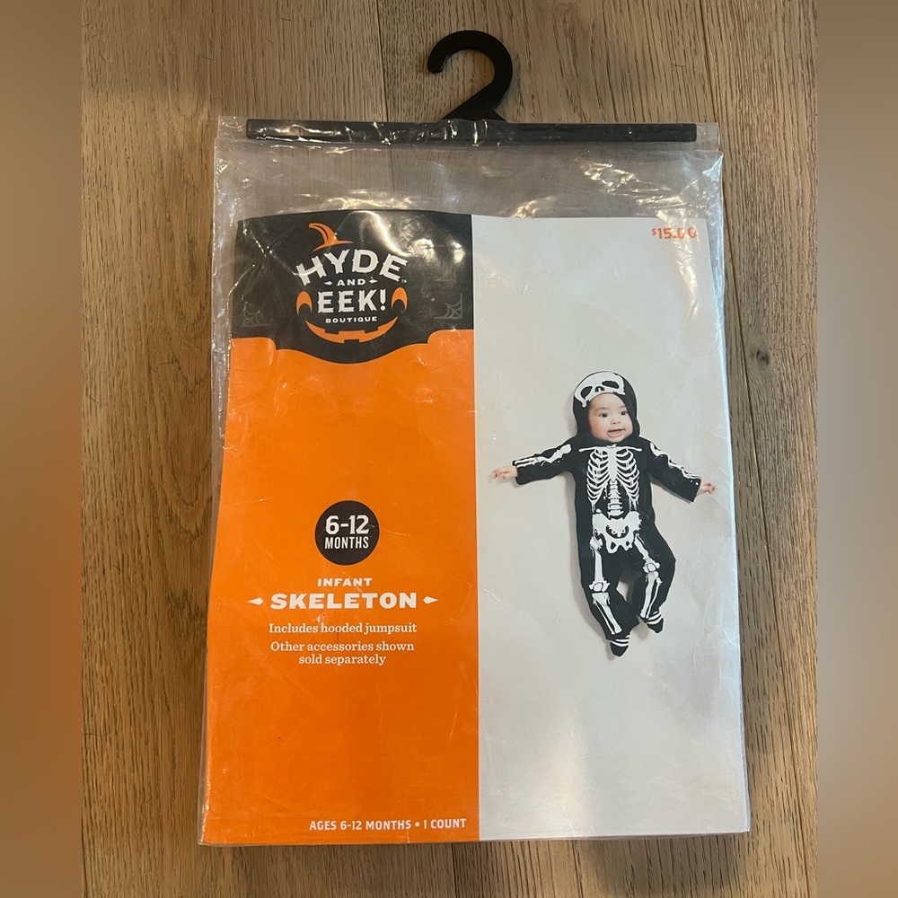 New in bag 6-12 months skeleton costume